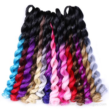 613 Loose Deep Curl Wave Crochet Braid Hair 20" 100g Synthetic Twist Hair Bulk Blue Purple Pink Braiding Hair extensions